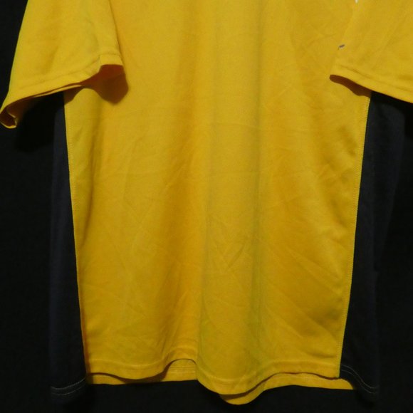 ATHLETIC WORKS | medium| Yellow Exercise Tee | White Stripes | Black Mesh Sides - Picture 6 of 10
